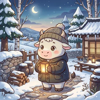 신축일주 캐릭터 하얀 소